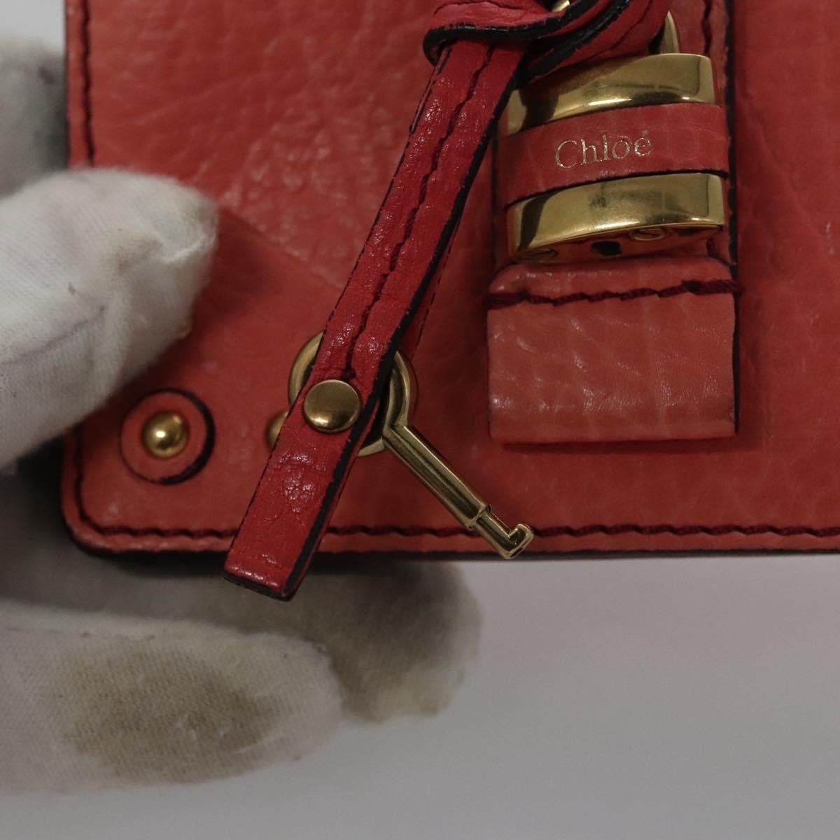 Chloe Card Case Leather Pink Auth 102045V