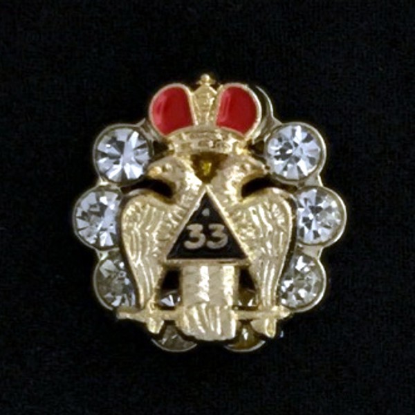 33rd Degree Eagle Lapel Pin - Style 3 with Crystals