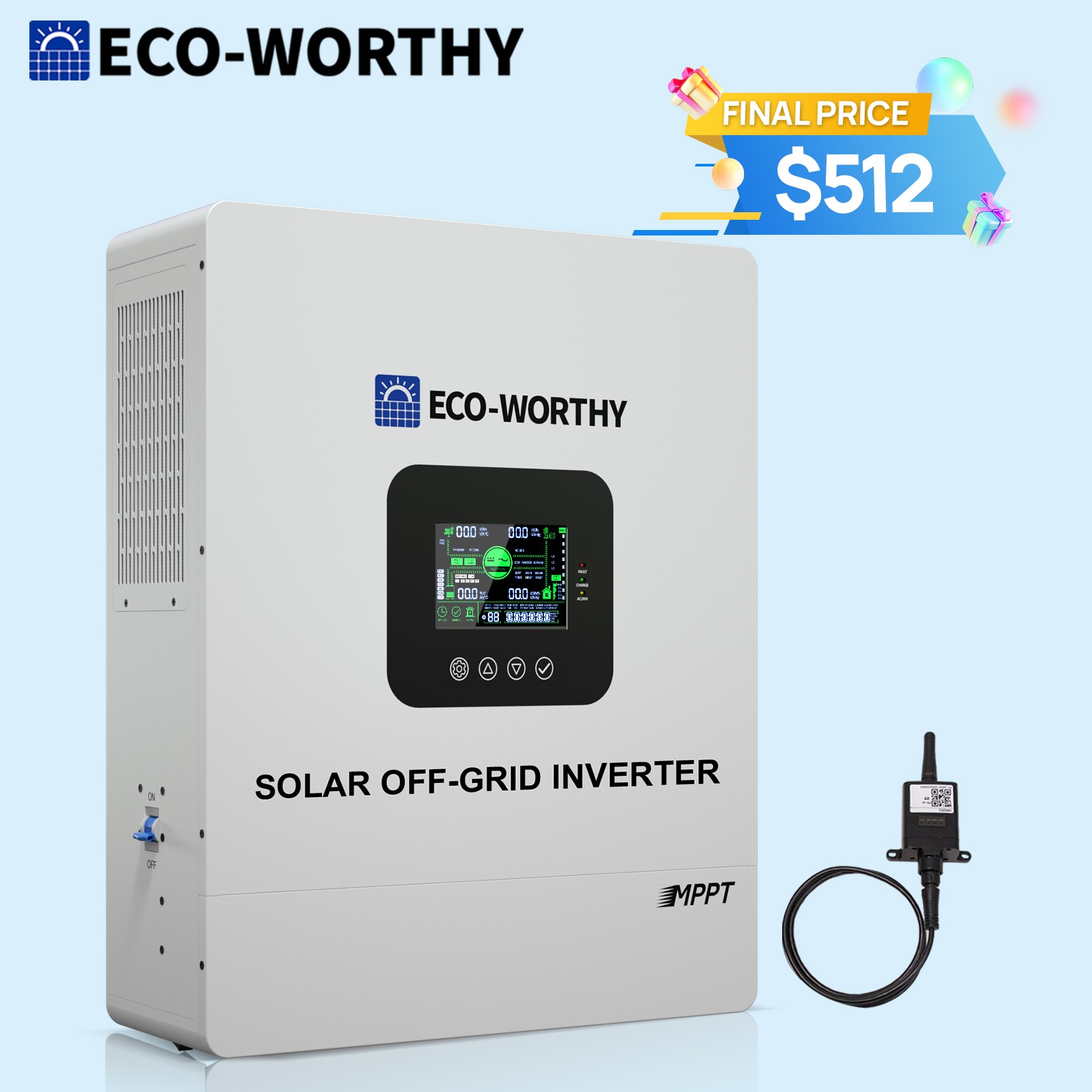 ECO-WORTHY 5KW 48V Solar Inverter Split Phase 100A Battery Charger UL1741