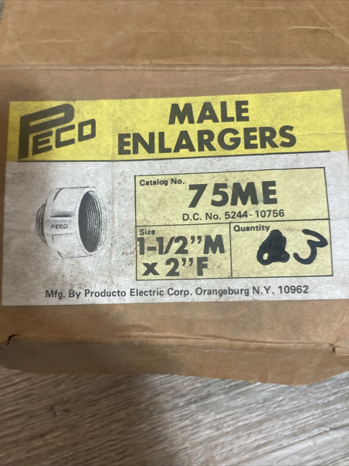 3 Pack Peco male Enlargers 75ME 1-1/2”m X 2”f 5244-10756