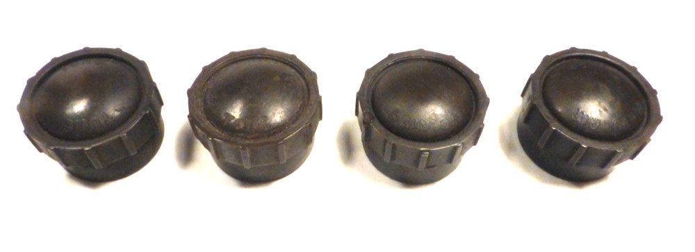 vintage SILVERTONE R1171 TABLETOP : SET OF 4 PUSH-ON "lettered" BAKELITE KNOBS