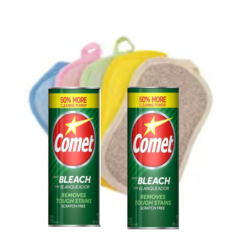 GGesto sponge & comet cleanser powder 21 oz 2 pack bundle set.