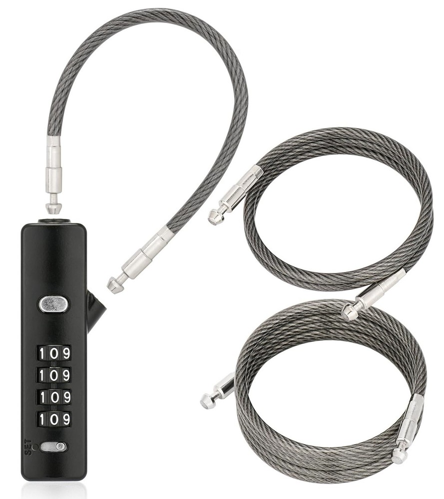 Combination Cable Lock with 3 Interchangeable Steel Braided Cables, Security ...