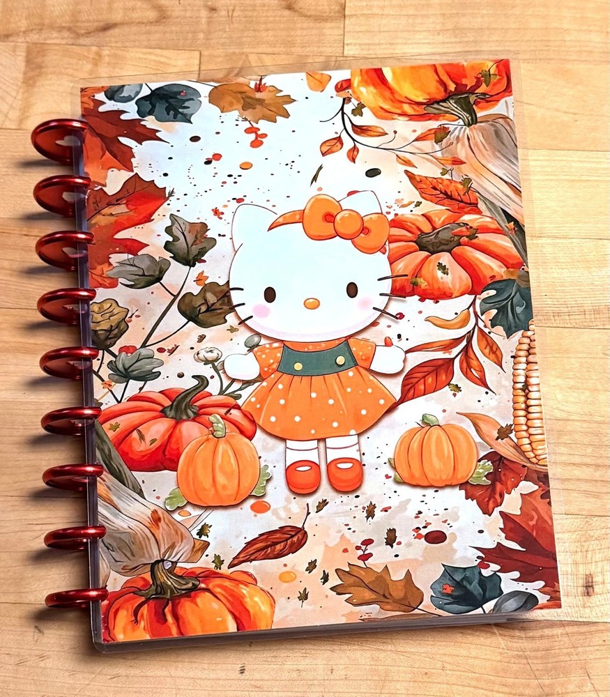 Fall Kitty Cat Hello Cover Set for use with Classic Happy Planner~