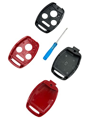 Cutting Not Required - Replacement Keyless Entry Remote Key 4 Button Black+Red