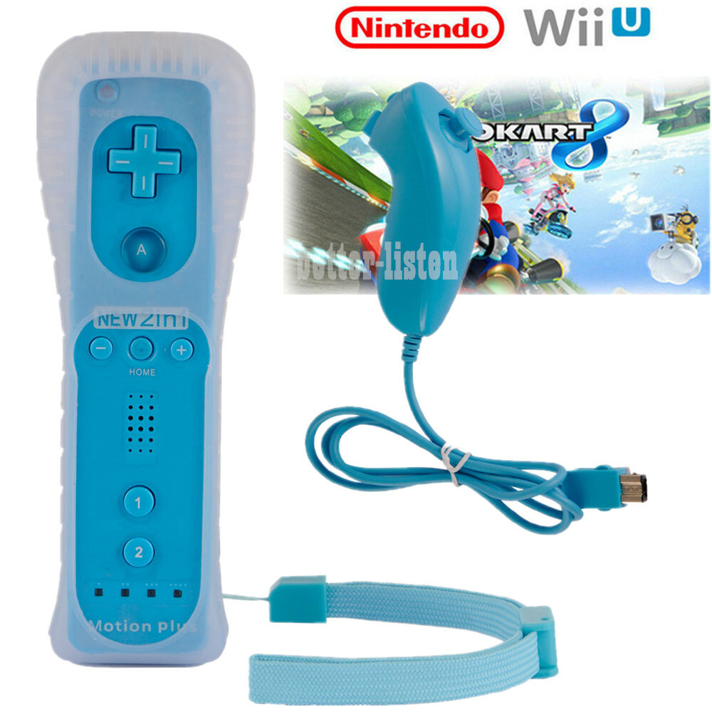 Built in Motion Plus Remote Nunchuck Controller + Case for Nintendo Wii / Wii U