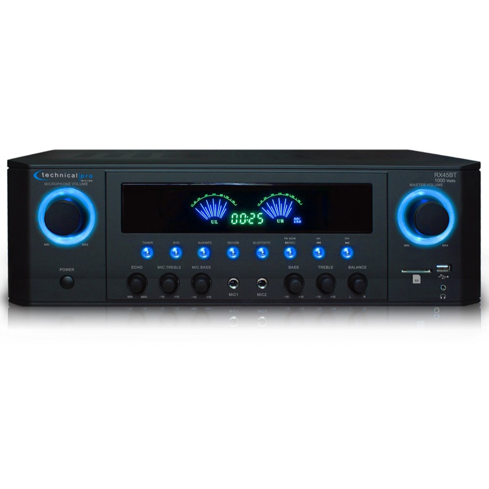 Technical Pro RX45BT Bluetooth Receiver w/ USB & SD Card Inputs,1000W Peak Power