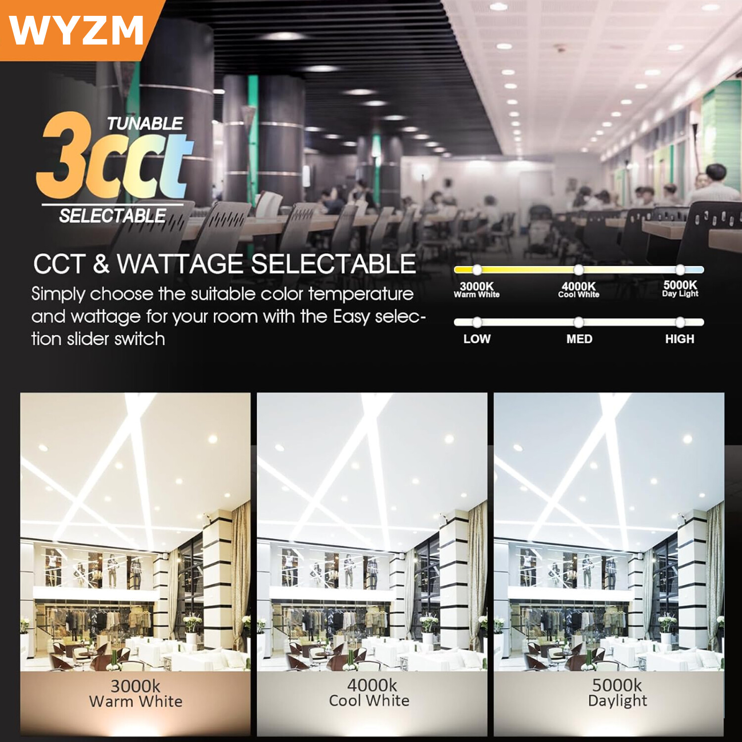 3CCT Selectable 3000K/4000K/5000K 12 Watts Ultra-Thin Recessed LED Ceiling Light