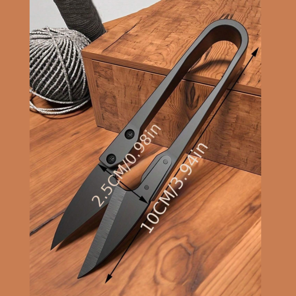 2pcs Scissors Needle & Thread U-Shaped Black Yarn Small Cutting Thread 4"Scissor