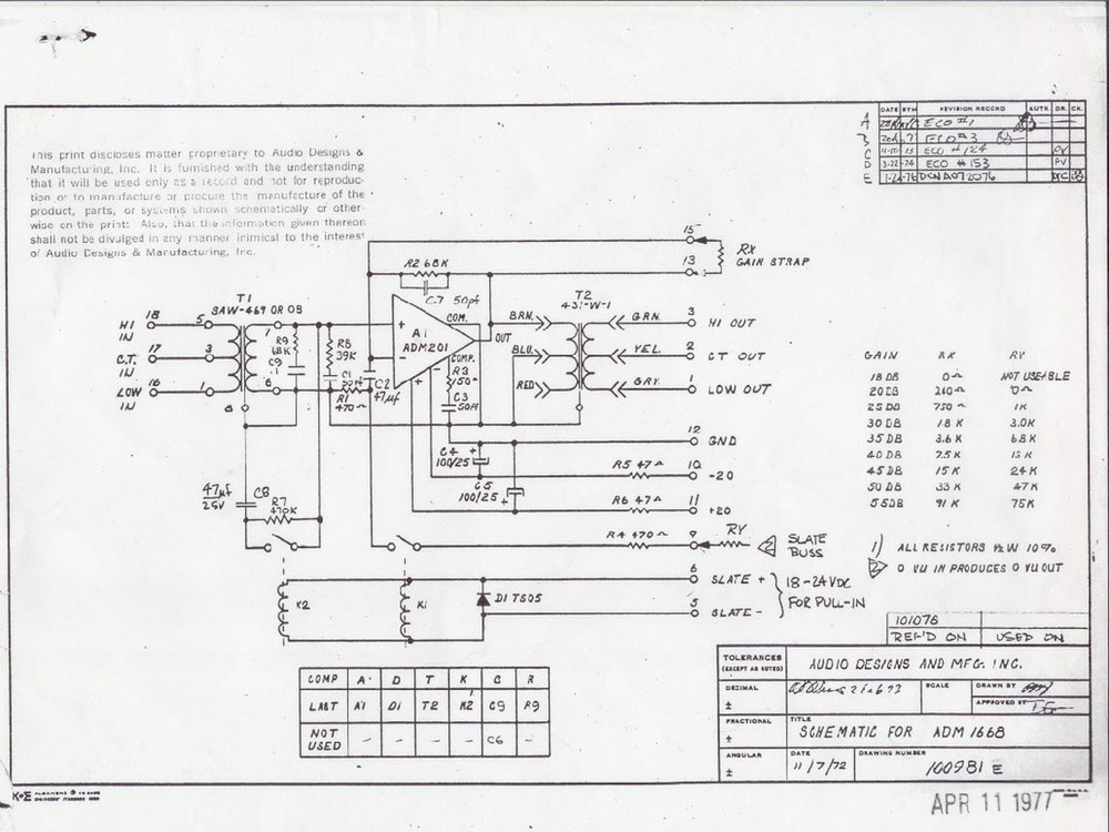 Two ADM 1668 1970's Preamp