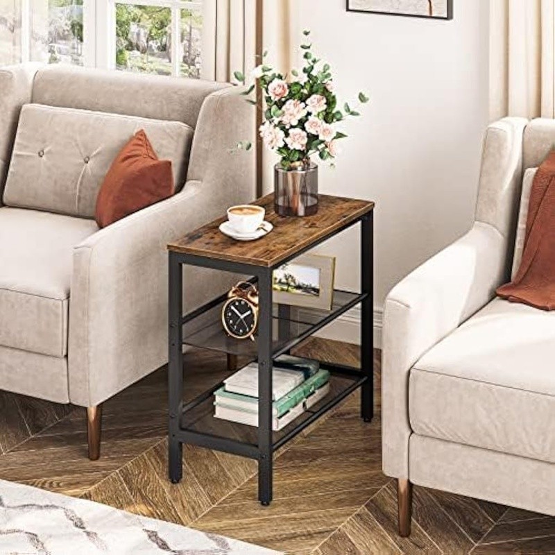 Stylish End Table Adjustable Mesh Shelf Multifunctional Side Table Small Spaces