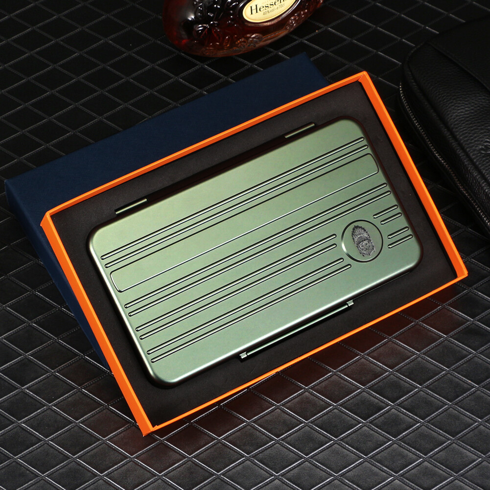 Lubinski Travel Cigar Humidor Case Portable Metal Cigar Holder Box 5 Count Green