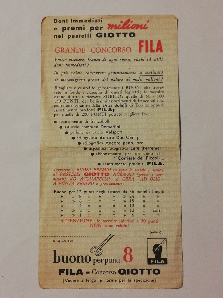 GREAT CONTEST ROW GIOTTO 60s - GOOD FOR 8 POINTS