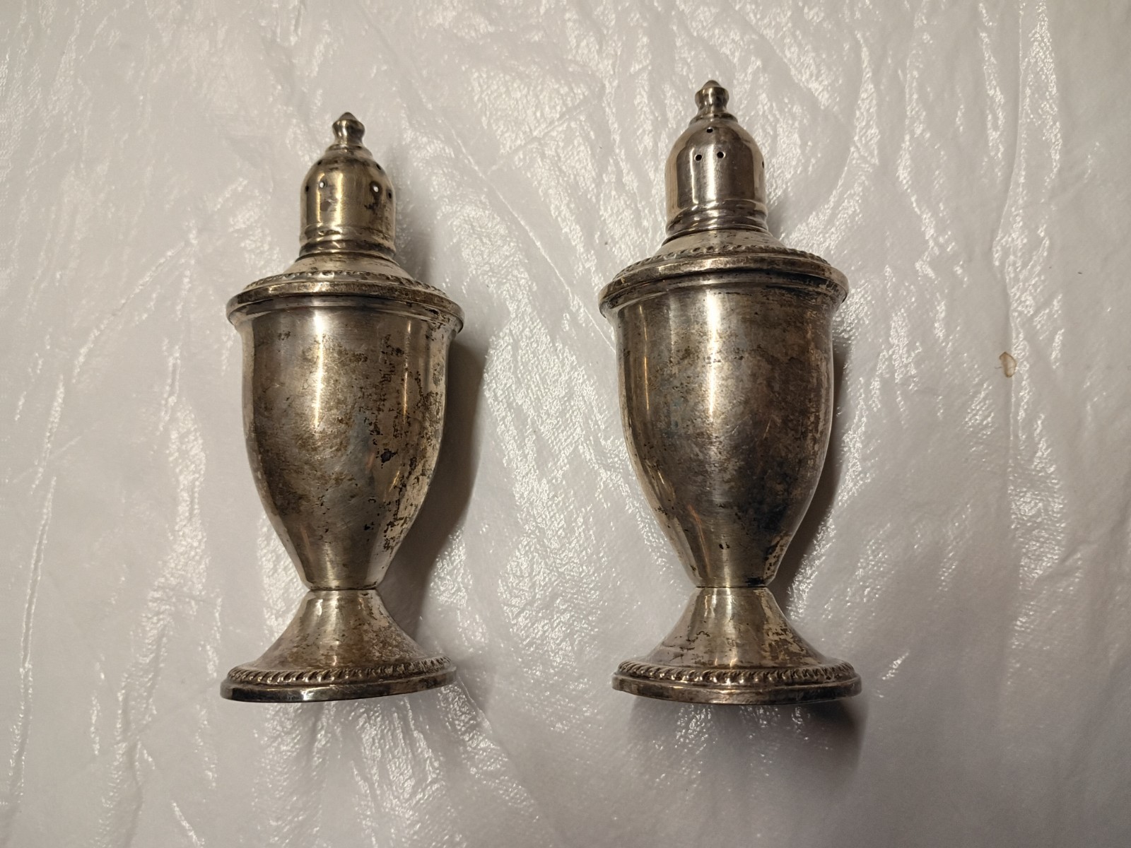 Vintage Duchin Sterling Silver Weighted Glass Lined Salt And Pepper Shakers