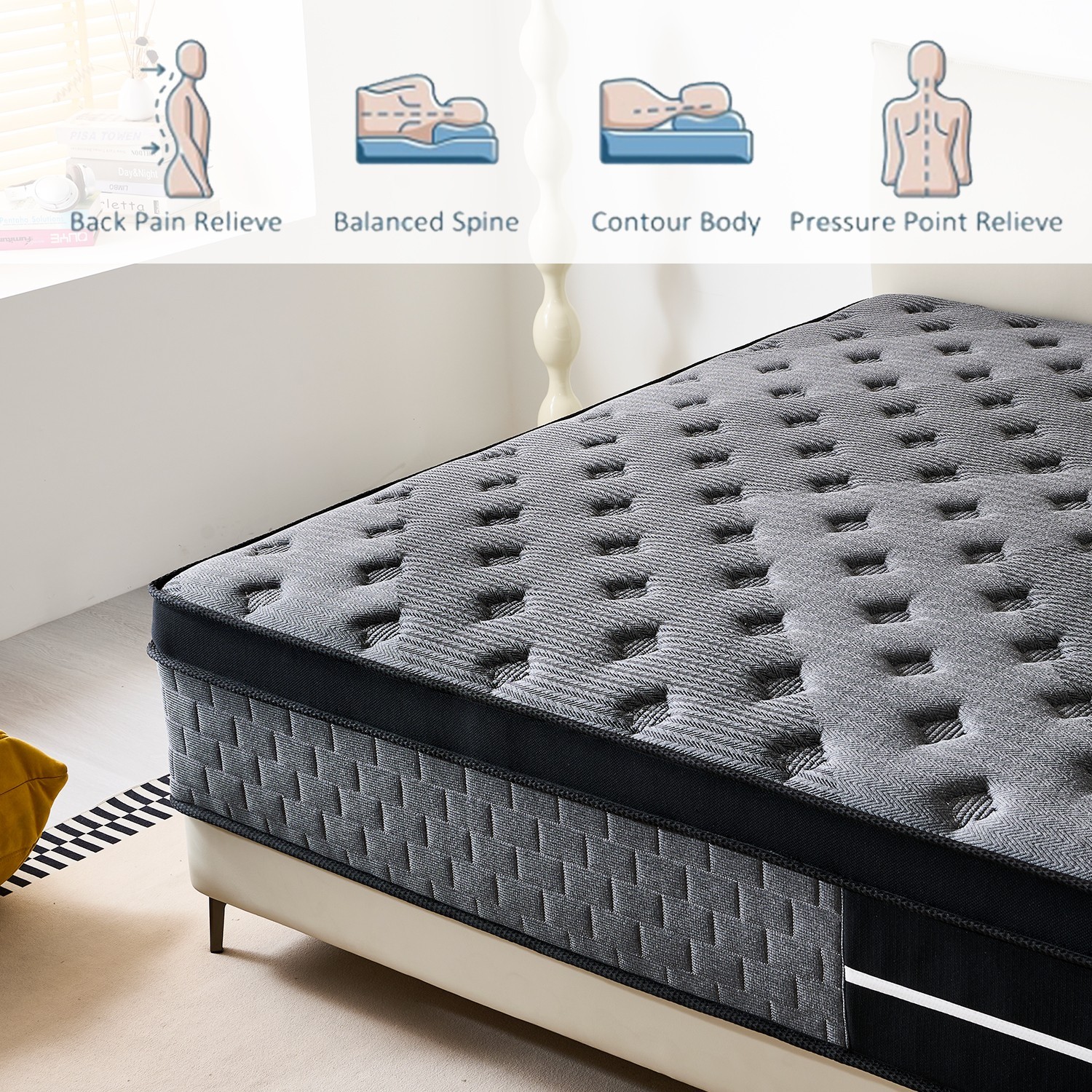 8"10"12"14 Twin Full Queen King Size Mattress in a Box Hybrid Spring Memory Foam