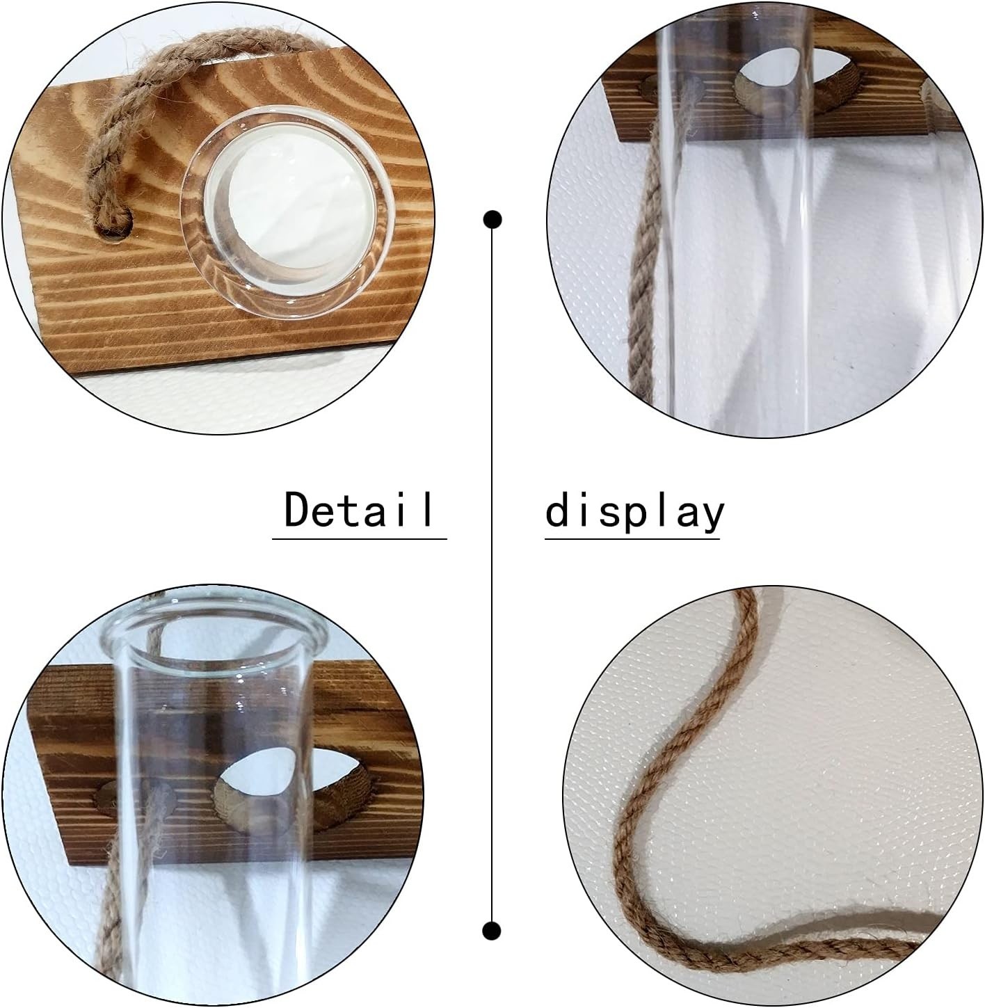 Wall Hanging Propagation Station with Wooden Stand Glass Tubes Tiered Plante...