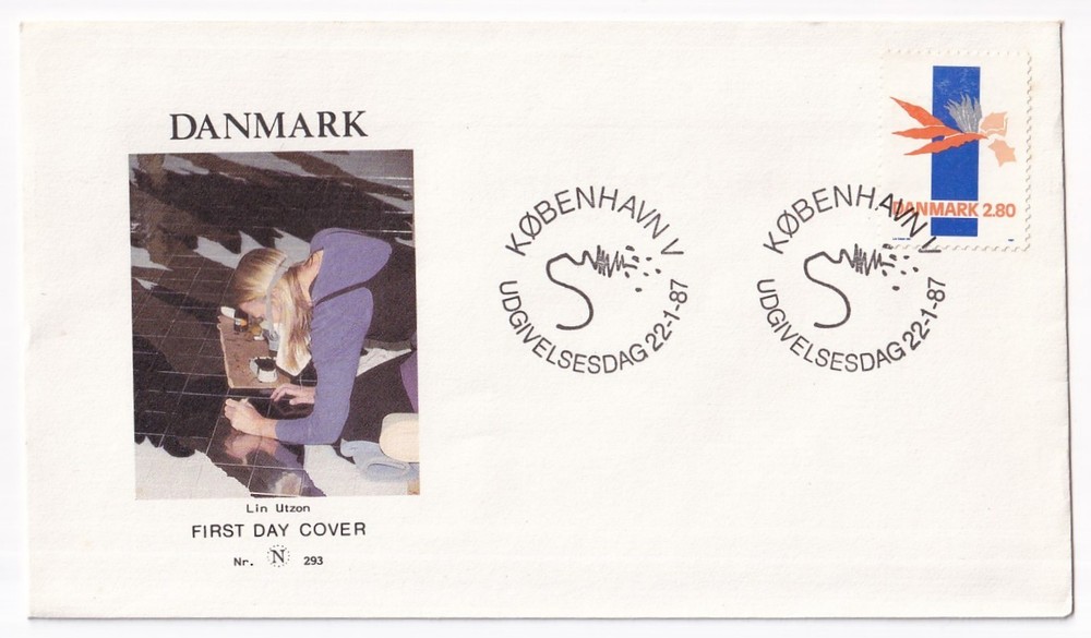 STAMP DENMARK "KOBENHAVN" "LIN UTZON" 1987 FDC ENVELOPE