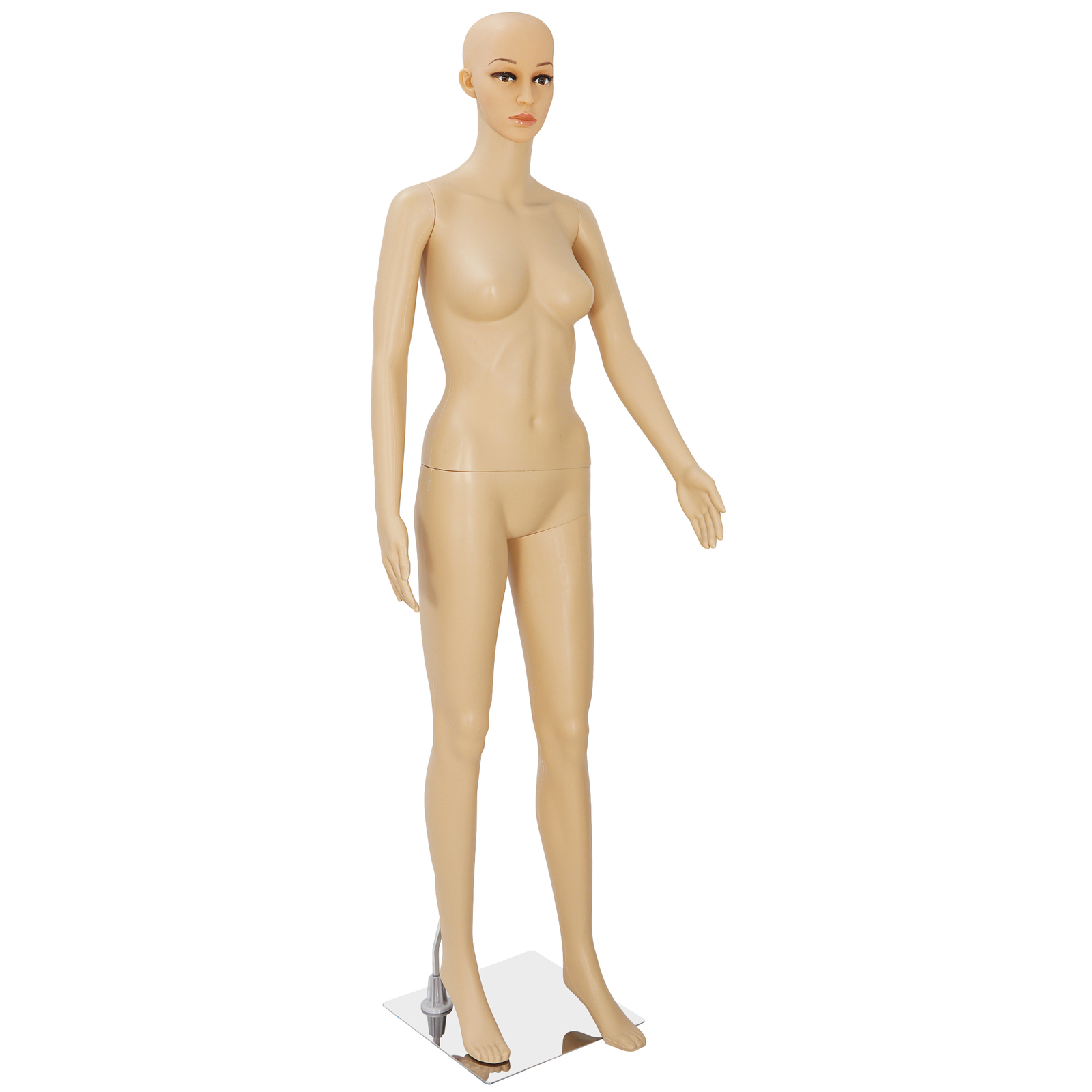Female Mannequin Full Body PP Realistic Display Head Turns Dress Form with Base