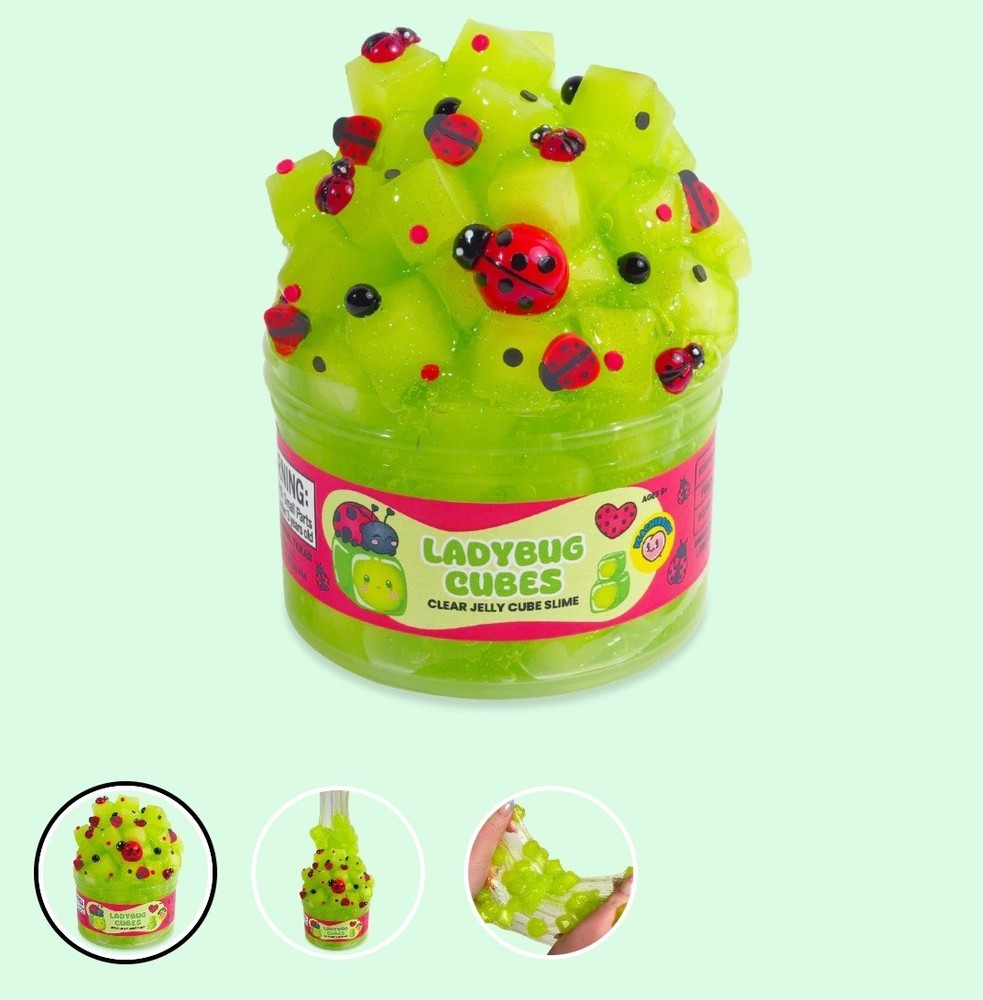 Peachybbies Ladybug Cubes Clear Jelly Cube Slime - New
