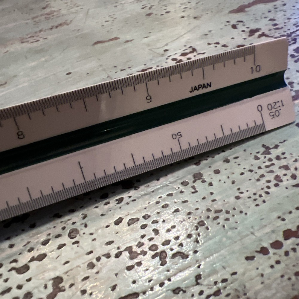 Alvin 247P 12" Triangular Drafting Engineer Scale Ruler Tri-Color EUC