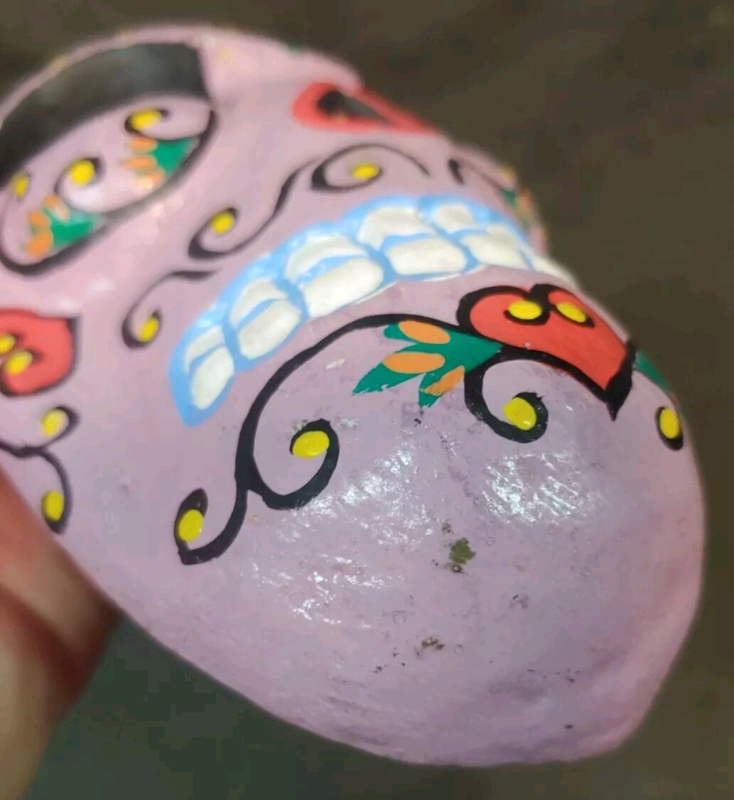 Hand Painted Carved Wall Hanging Sugar Skull Mask Day Of The Dead