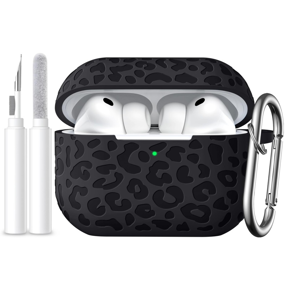 Leopard Engraved Compatible for AirPods Pro 3 Case Black