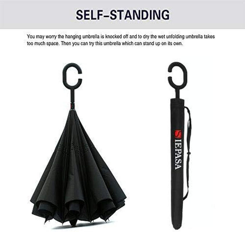 49/56 Inch Inverted Reverse Umbrella, Extra Large Double Canopy, Windproof, Wate