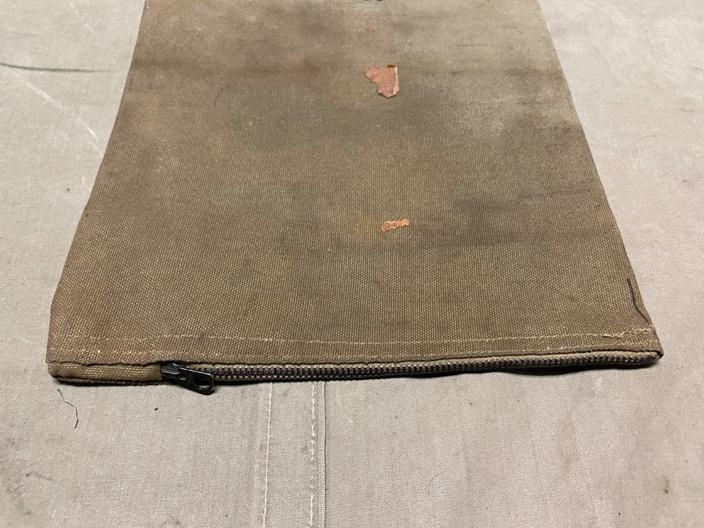 ORIGINAL WWII US ARMY .30 .50 CAL AMMO METALLIC BELT LINK CARRY CATCH BAG-OD#7