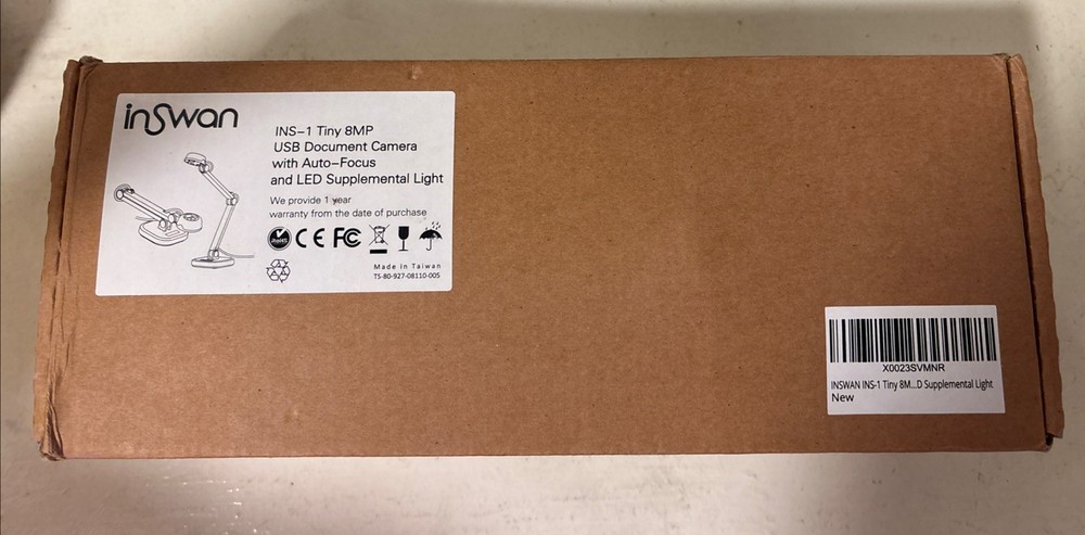 InSwan INS-1 Tiny 8MP USB Document Camera Auto Focus and LED Light New In Box