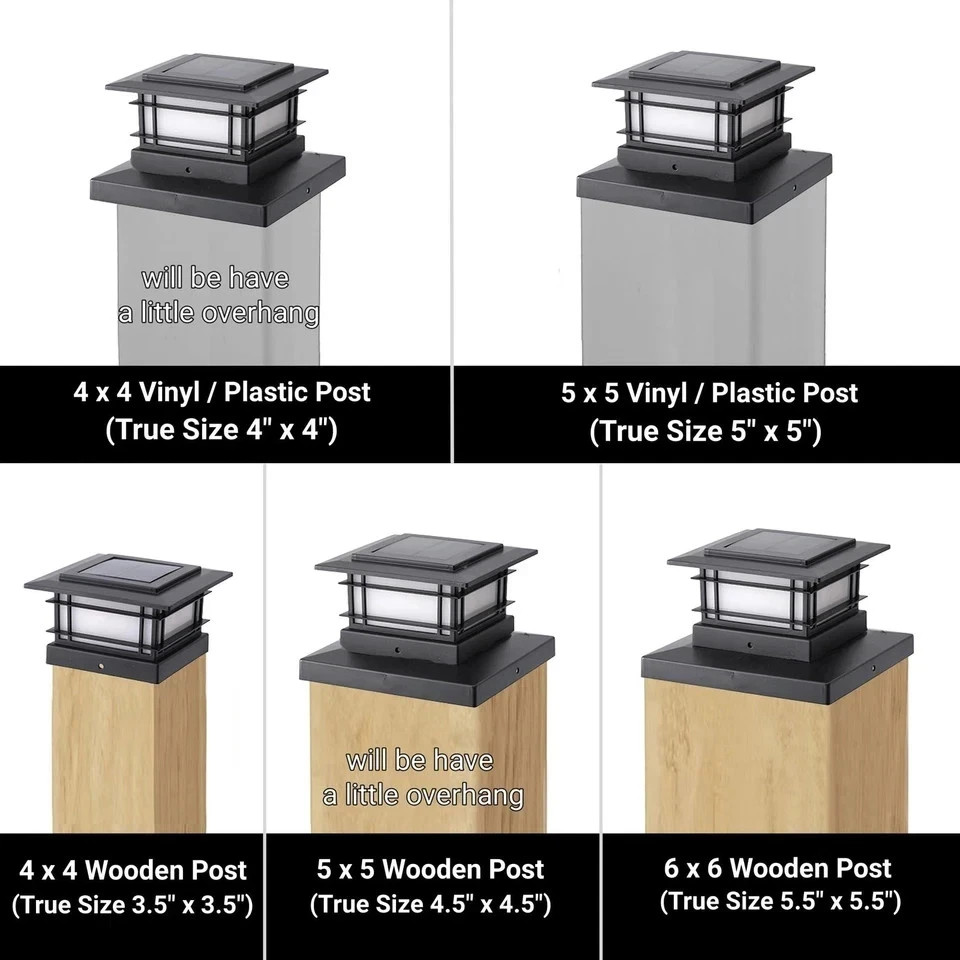 Dynaming 2 Pack Solar Post Cap Lights 2 Flickering Flame Lights, Black