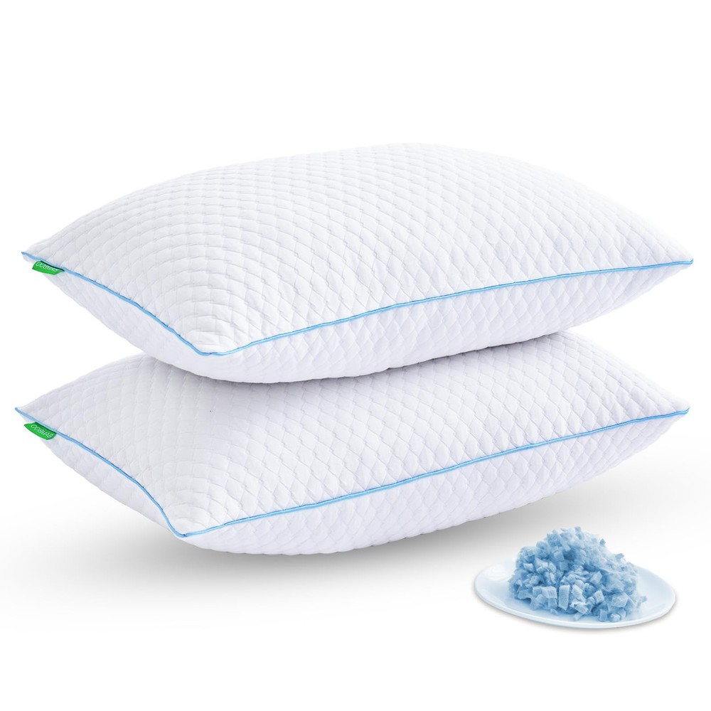 Shredded Memory Foam Pillows for Sleeping 2 Pack - Cooling Bed Pillows Standa...