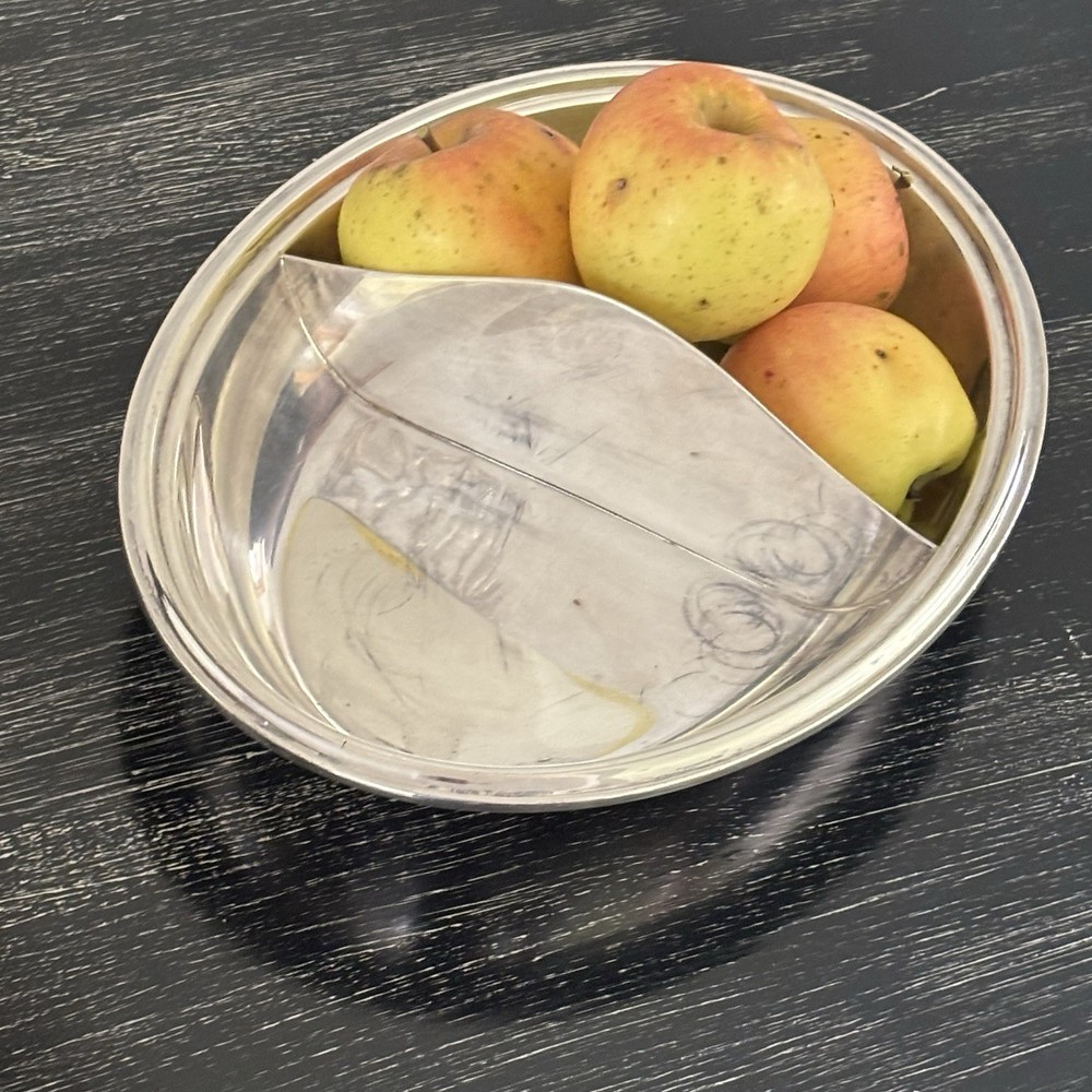 Vintage Silver Plate Oval Platter Split Serving Dish~Bowl Divided 2-Sections