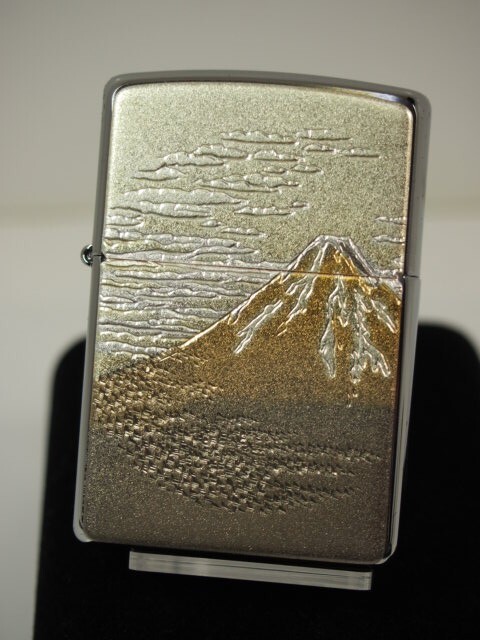 Zippo Mt.Fuji Japanese Pattern Electroformed Plate Silver Oil Lighter Regular