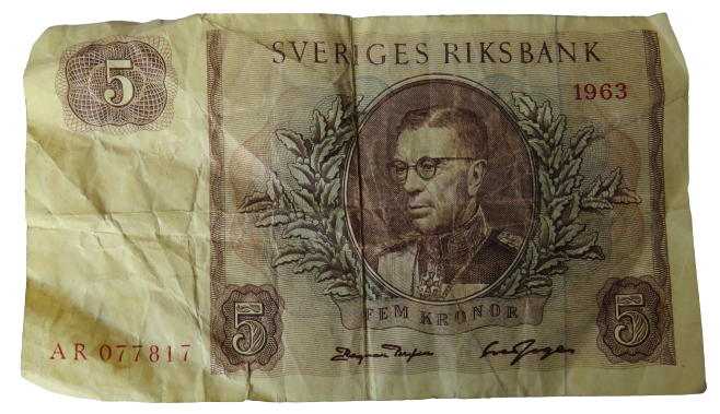 1963 Sweden 5 Kronor Banknote