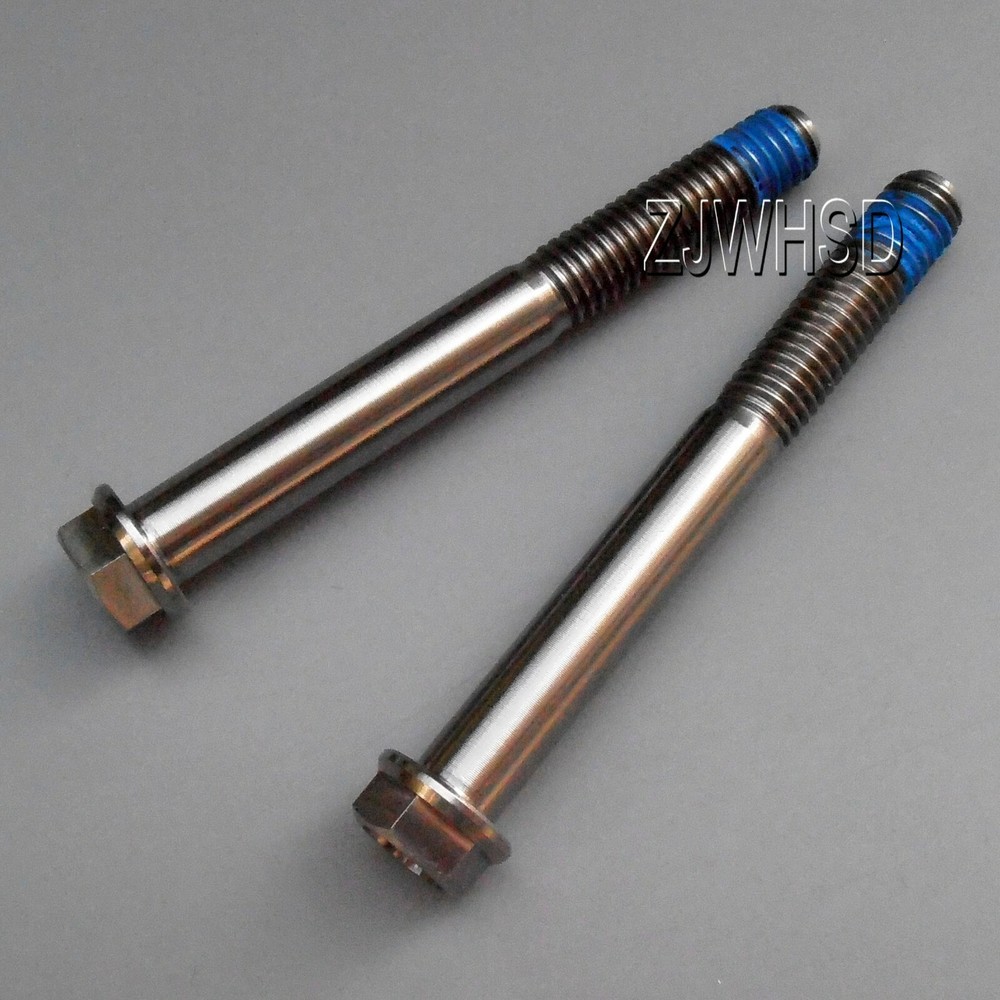 2pcs M8 x 70 Ti Titanium Screw Bolt Hexagon Hex Head Flange + Blue ThreadLocker