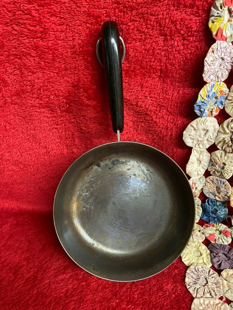 Vintage Small Copper Bottom Skillet Black Handle with Hanging Loop