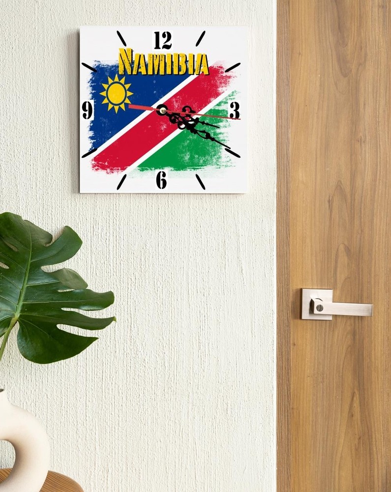 Namibia Flag Wall clock patriots CERAMIC Tile Watch Support Décor