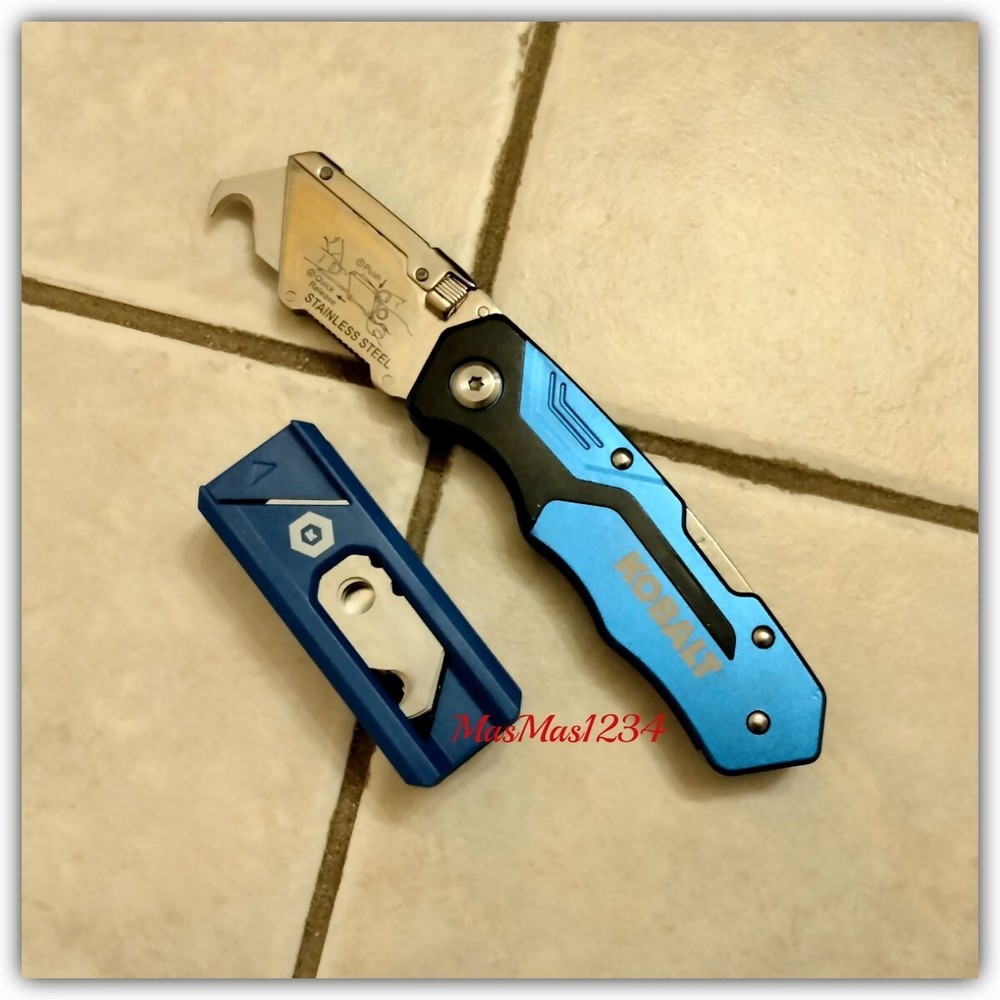 KOBALT Quick Change Folding Lockback Utility Knife - 25 Hook Blades - Box Cutter