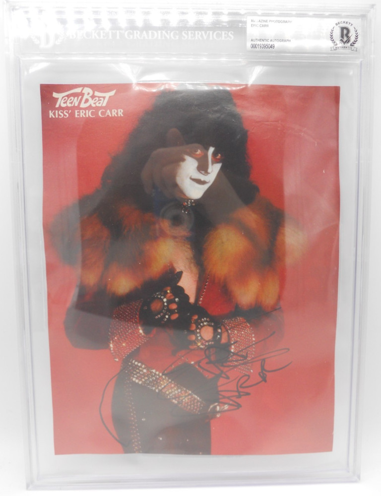 Eric Carr KISS Signed Autographed Magazine Page Beckett Authentic & Encapsulated