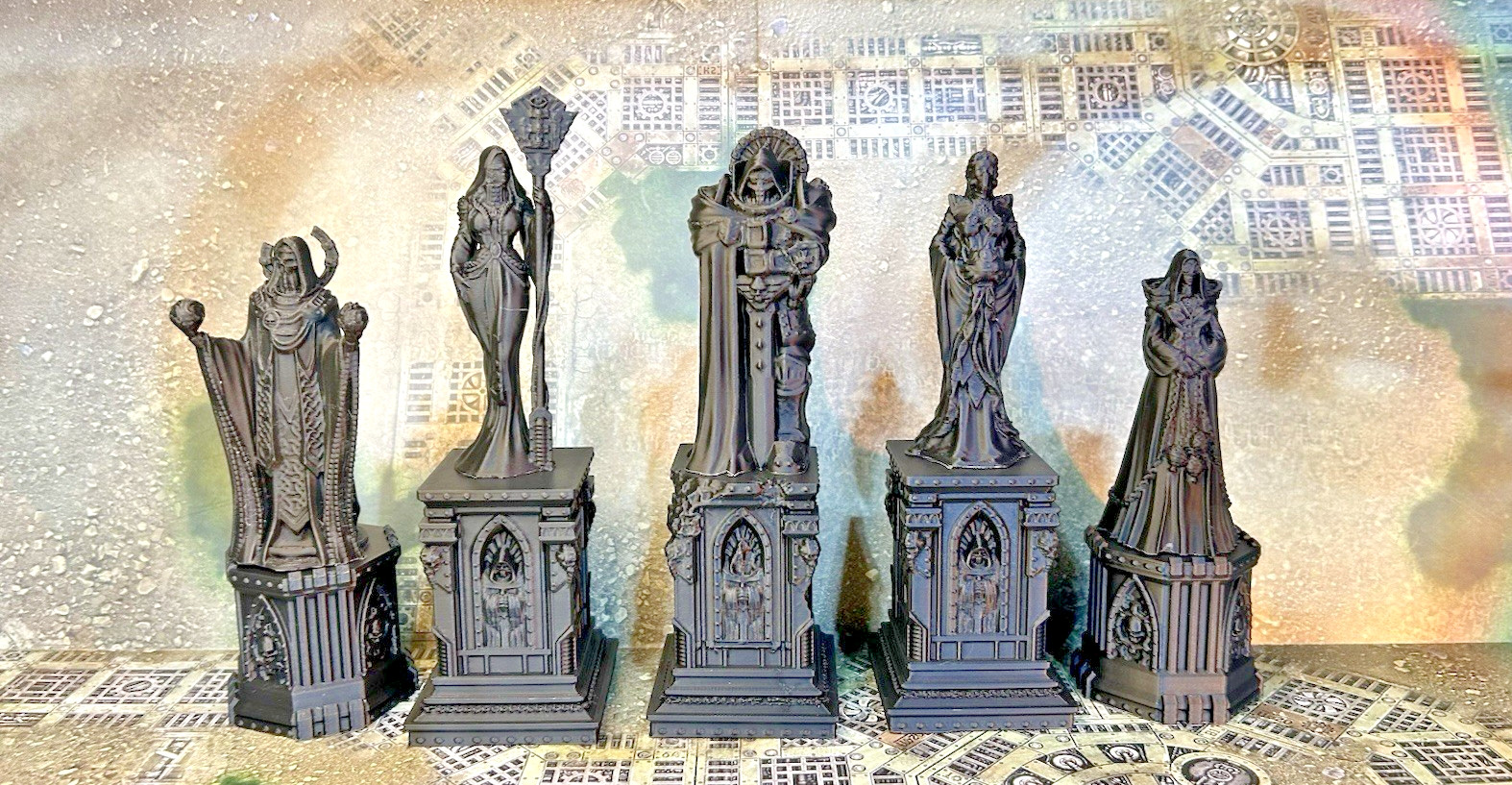 Tabletop Terrain -Statues & Statue Ruins- Warhammer 40K/AOS Compatible - 10 Pcs