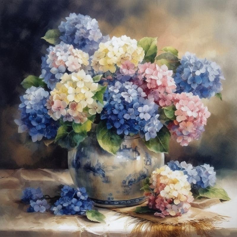 Hydrangeas Vase 11ct Counted Cross Stitch Kits for As described, Multicolor