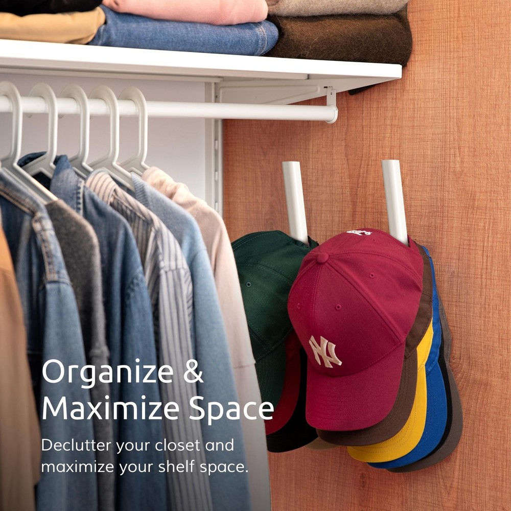 Ozueccr Hat Hook for Baseball Caps – Wall Mounted Vertical 3 Pack, White