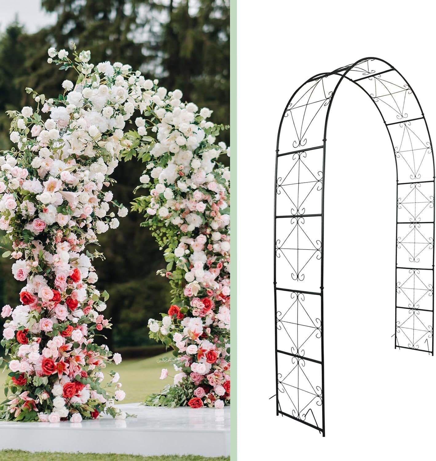 7.2ft X 4.5ft Metal Garden Arch Garden Arbor for Climbing Plant Outdoor Garden