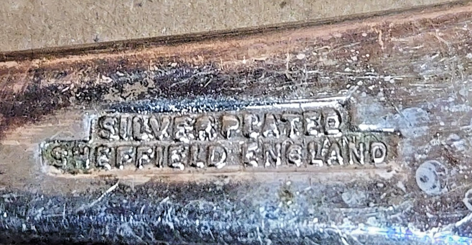 Vintage Two Piece Sheffield England Silverplate Serving Set; Fruit Theme; 9"