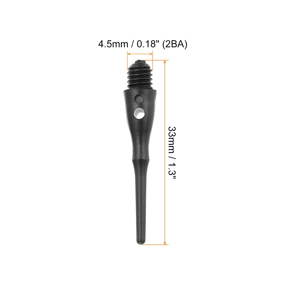 90Pcs 2BA Thread Plastic Soft Tip Dart Points Replacement Accessories, Black