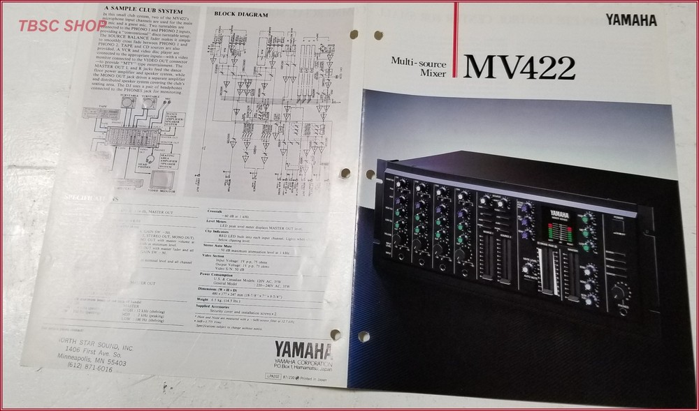 Yamaha MV422 Multi-Source Mixer Sales Brochure