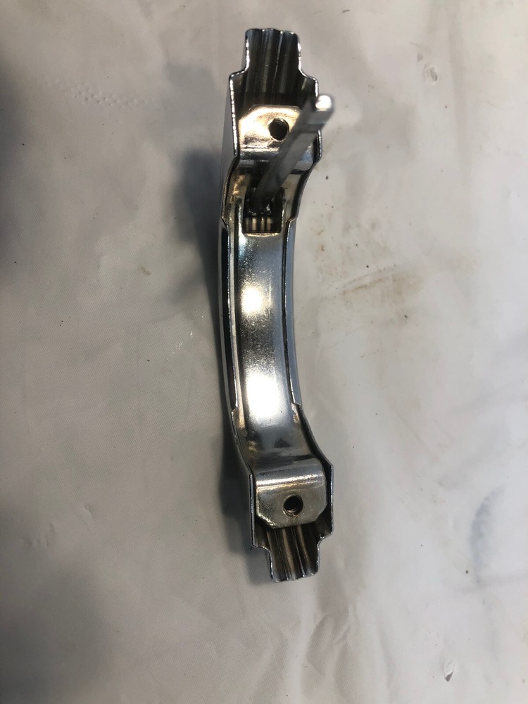 Vintage Chrome Cabinet Door Push Button Latch Pull 2 Black Lines