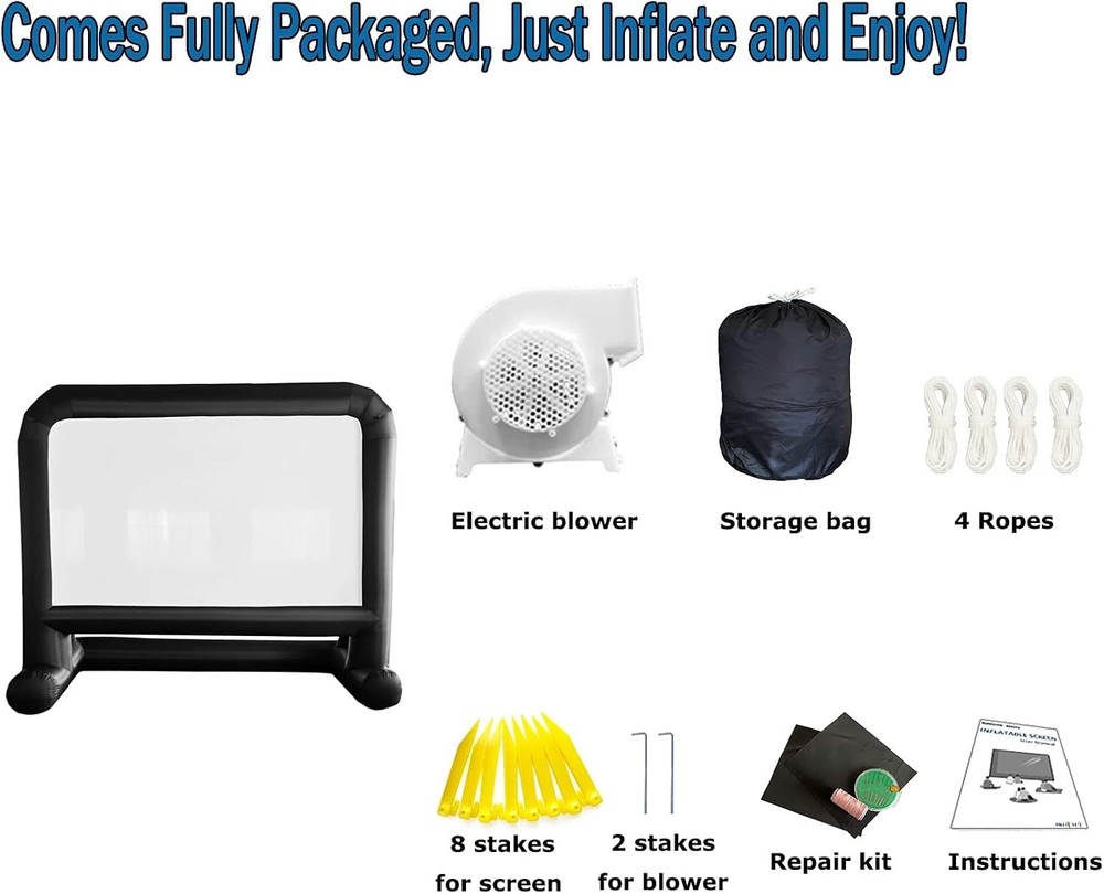 16ft Outdoor Inflatable Projector Screen with Stable Base Easy Setup