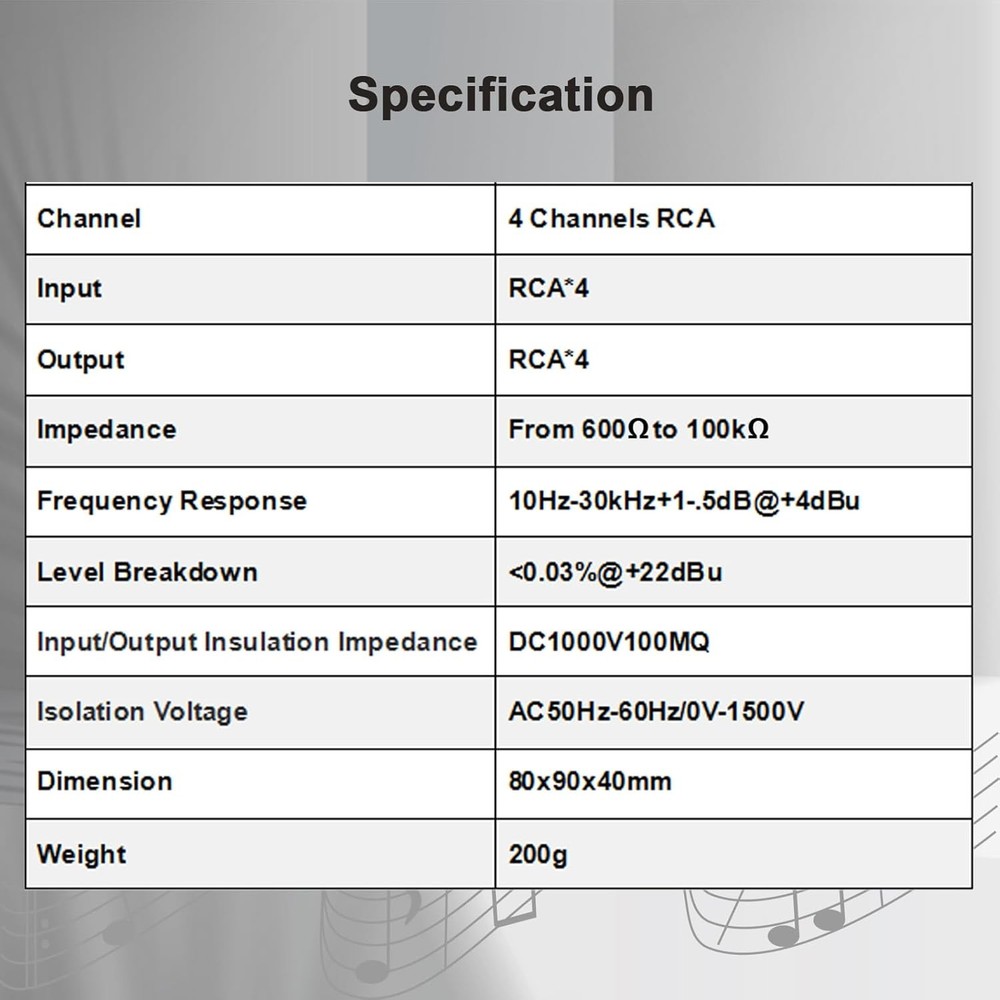 WisWinDa 4 Channel RCA Ground Loop Noise Isolator
