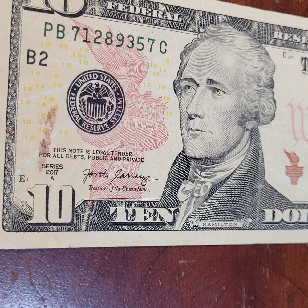 Ten Dollar Ink Smear error Note